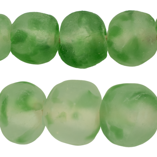 Jumbo Green Swirl Recycled Glass Beads (25mm) Cheap