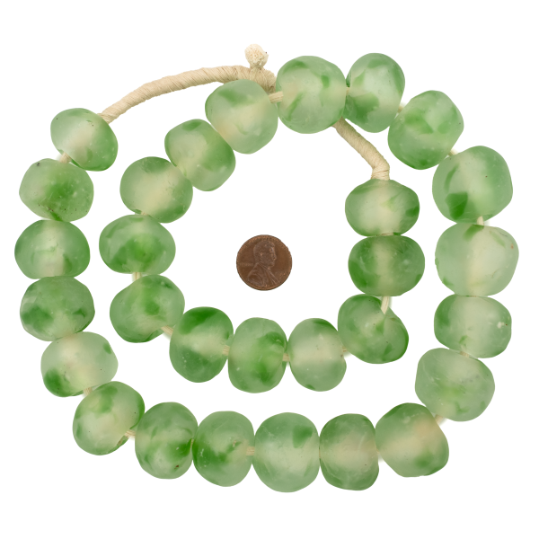 Jumbo Green Swirl Recycled Glass Beads (25mm) Cheap - Image 2