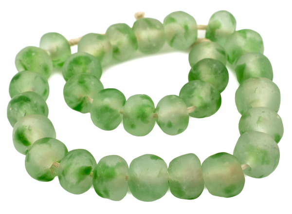 Jumbo Green Swirl Recycled Glass Beads (25mm) Cheap - Image 4
