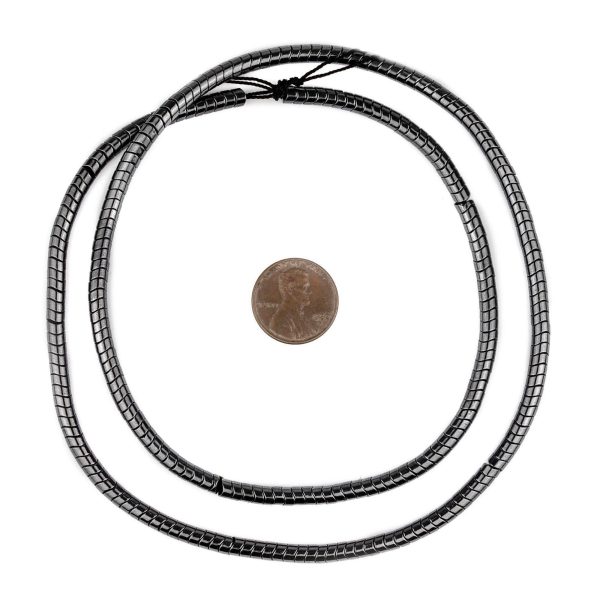 Charcoal Interlocking Non-Magnetic Hematite Snake Beads (4mm) Online - Image 2